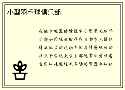 小型羽毛球俱乐部